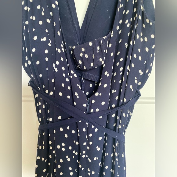 ANTHROPOLOGIE navy, polka-dot maxi jumpsuit with flowing fabric - Picture 4 of 8